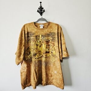 Vintage Liquid Blue MGM Grand Lion Tee Size XXL Tie Dye Lion T Shirt Vegas